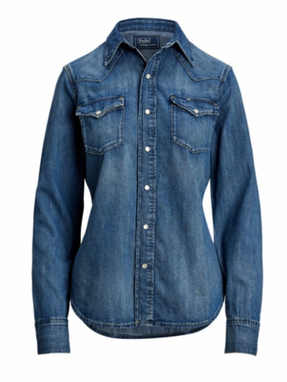 Polo Ralph Lauren Western Denim Shirt Blue Snap Front Size S